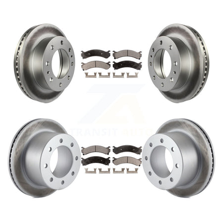 Front Rear Coated Brake Rotors Ceramic Pad Kit For Chevrolet GMC Silverado 3500 Sierra HD KGT-102377