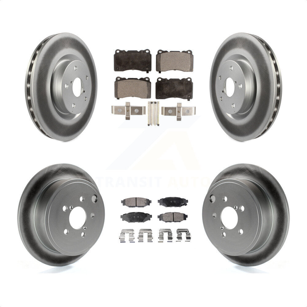 Front Rear Coated Brake Rotor Ceramic Pad Kit For 2014 Subaru WRX With 15\\" Factory Wheels KGT-102379