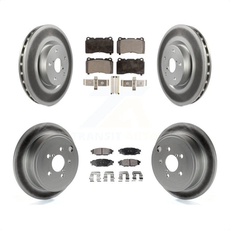 Front Rear Coated Brake Rotor Ceramic Pad Kit For 2014 Subaru WRX With 15\\" Factory Wheels KGT-102379