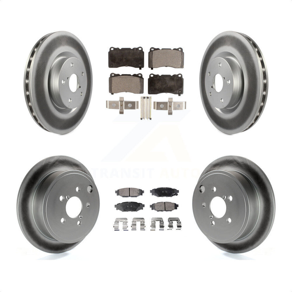Front Rear Coated Brake Rotor Ceramic Pad Kit For 2014 Subaru WRX With 15\\" Factory Wheels KGT-102379