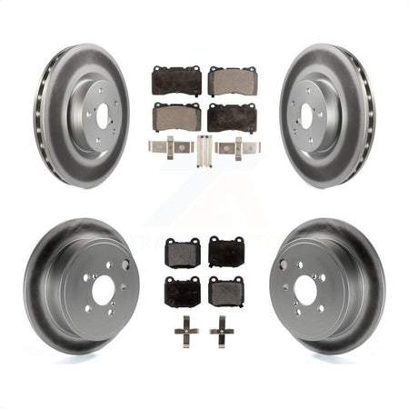 Front Rear Coated Brake Rotor Ceramic Pad Kit For 2014 Subaru WRX With 17\\" Factory Wheels KGT-102380