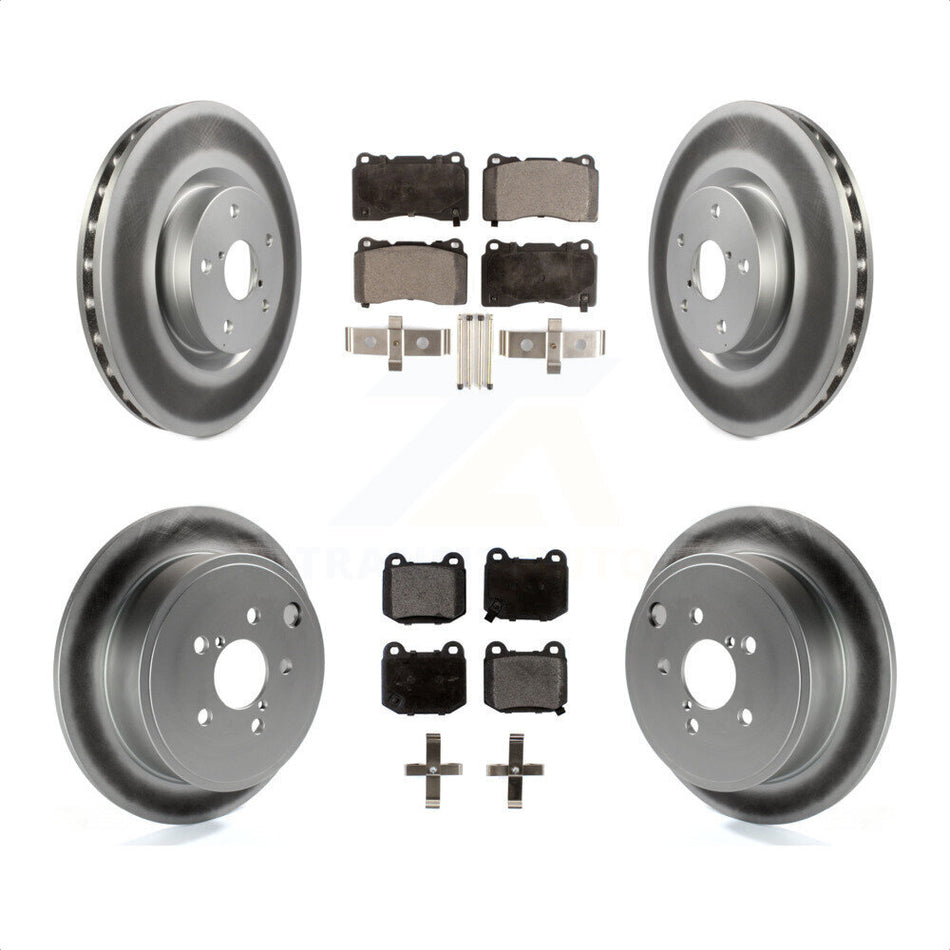 Front Rear Coated Brake Rotor Ceramic Pad Kit For 2014 Subaru WRX With 17\\" Factory Wheels KGT-102380