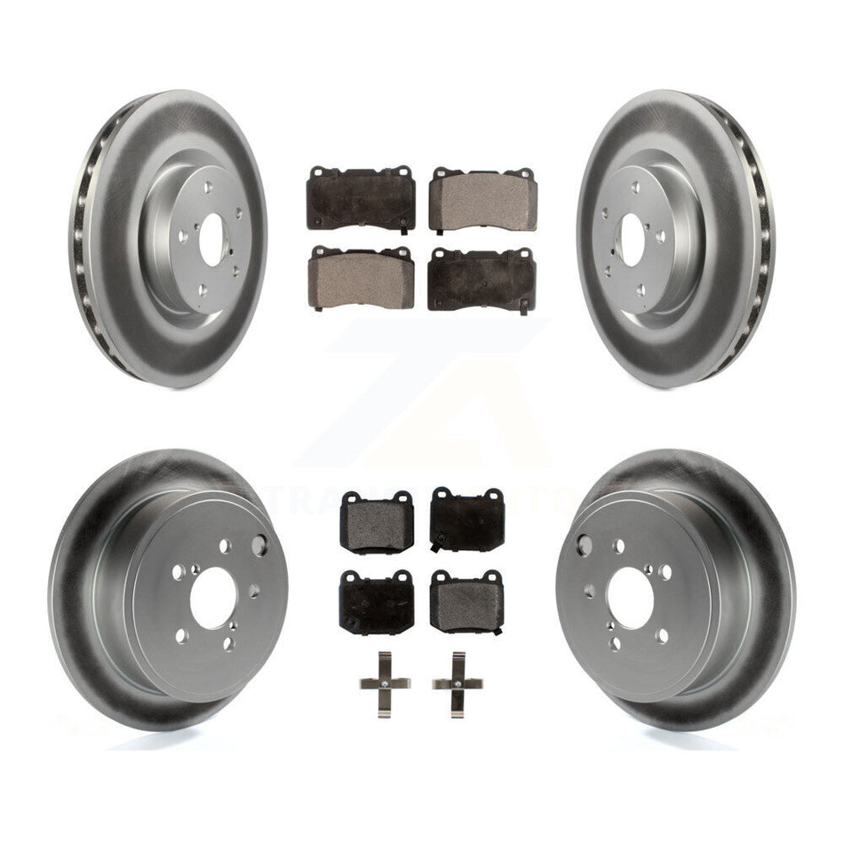 Front Rear Coated Brake Rotor Ceramic Pad Kit For 2014 Subaru WRX With 17" Factory Wheels KGT-102380