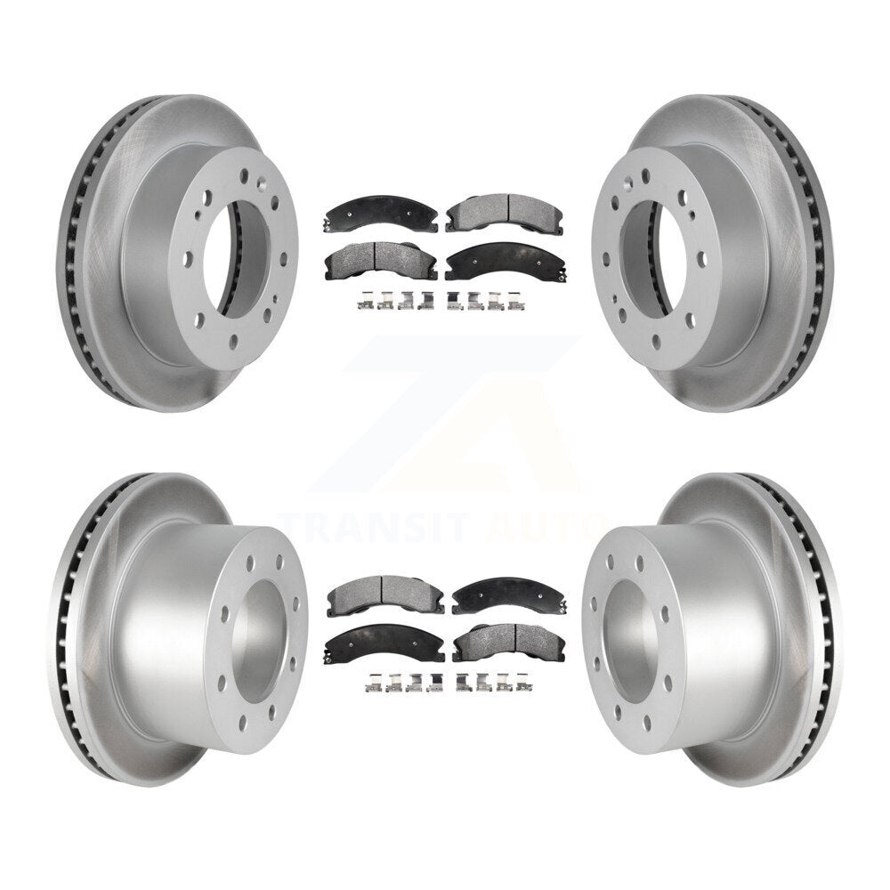 Front Rear Coated Brake Rotors Ceramic Pad Kit For GMC Sierra 3500 HD Chevrolet Silverado KGT-102386