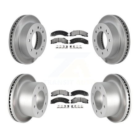 Front Rear Coated Brake Rotors Ceramic Pad Kit For GMC Sierra 3500 HD Chevrolet Silverado KGT-102386