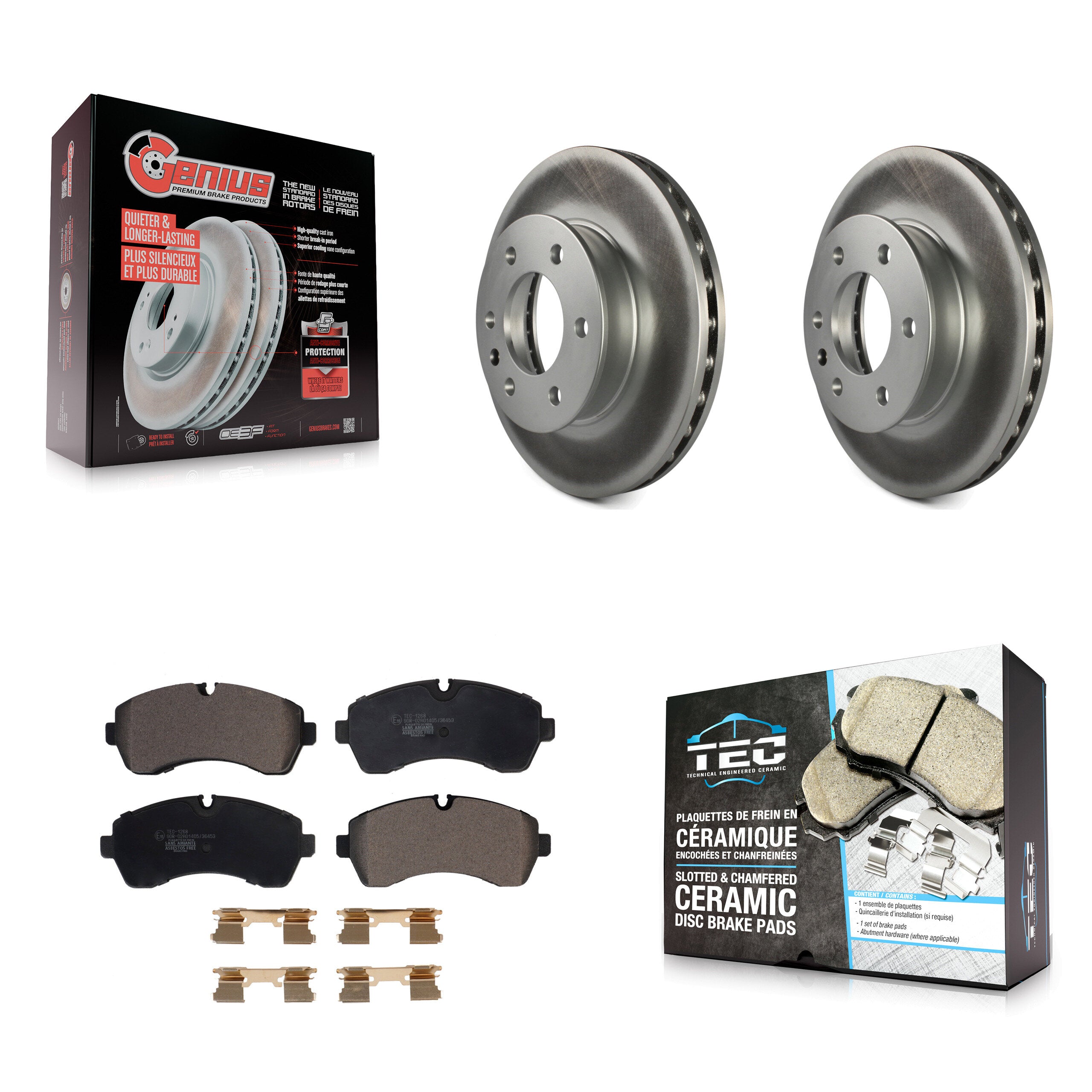 Front Coated Brake Rotors Ceramic Pad Kit For Mercedes-Benz Sprinter 2500 3500 Dodge 4500 KGT-102391