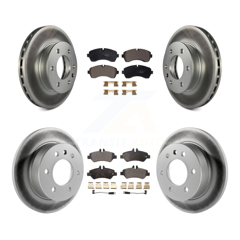 Front Rear Coated Disc Brake Rotor & Ceramic Pad Kit For Dodge Sprinter 3500 Freightliner KGT-102395