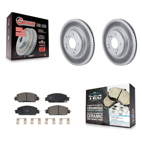 Front Coated Disc Brake Rotors And Ceramic Pads Kit For 2017 Honda Accord LX-S KGT-102401