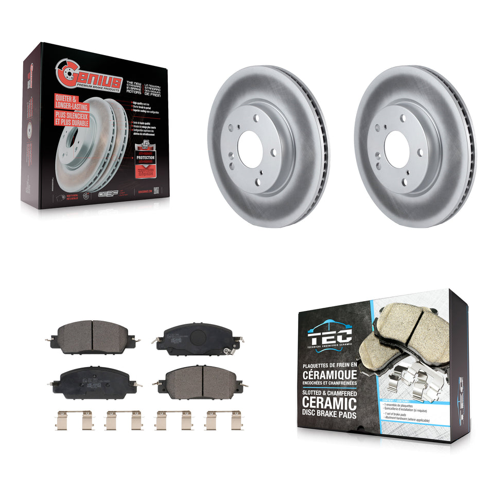 Front Coated Disc Brake Rotors And Ceramic Pads Kit For 2017 Honda Accord LX-S KGT-102401