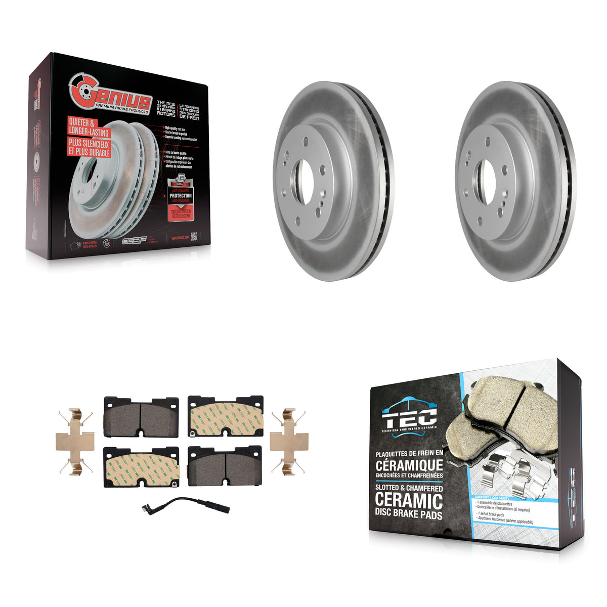 Front Coated Brake Rotor Ceramic Pad Kit For GMC Chevrolet Silverado 1500 Sierra Yukon XL KGT-102403