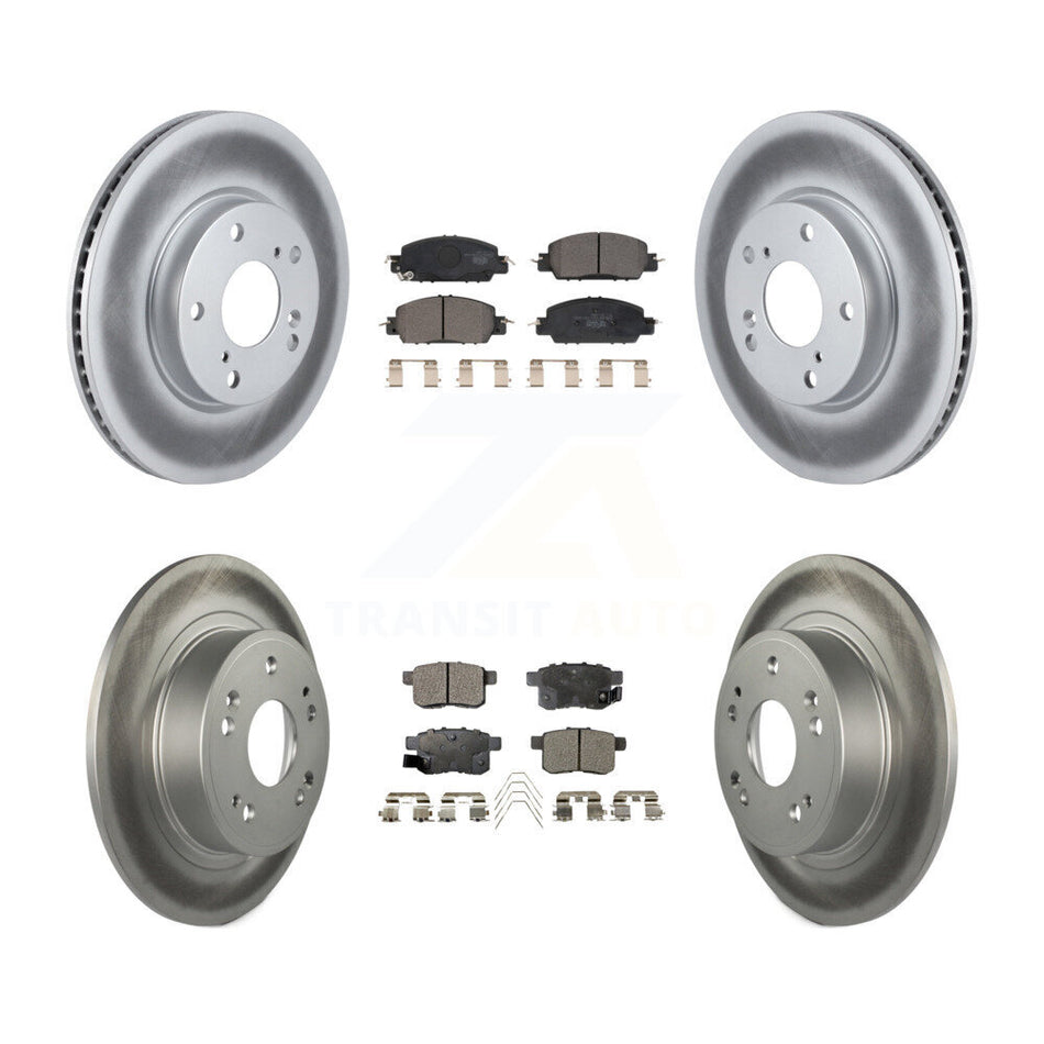Front Rear Coated Disc Brake Rotors And Ceramic Pads Kit For 2017 Honda Accord LX-S KGT-102411