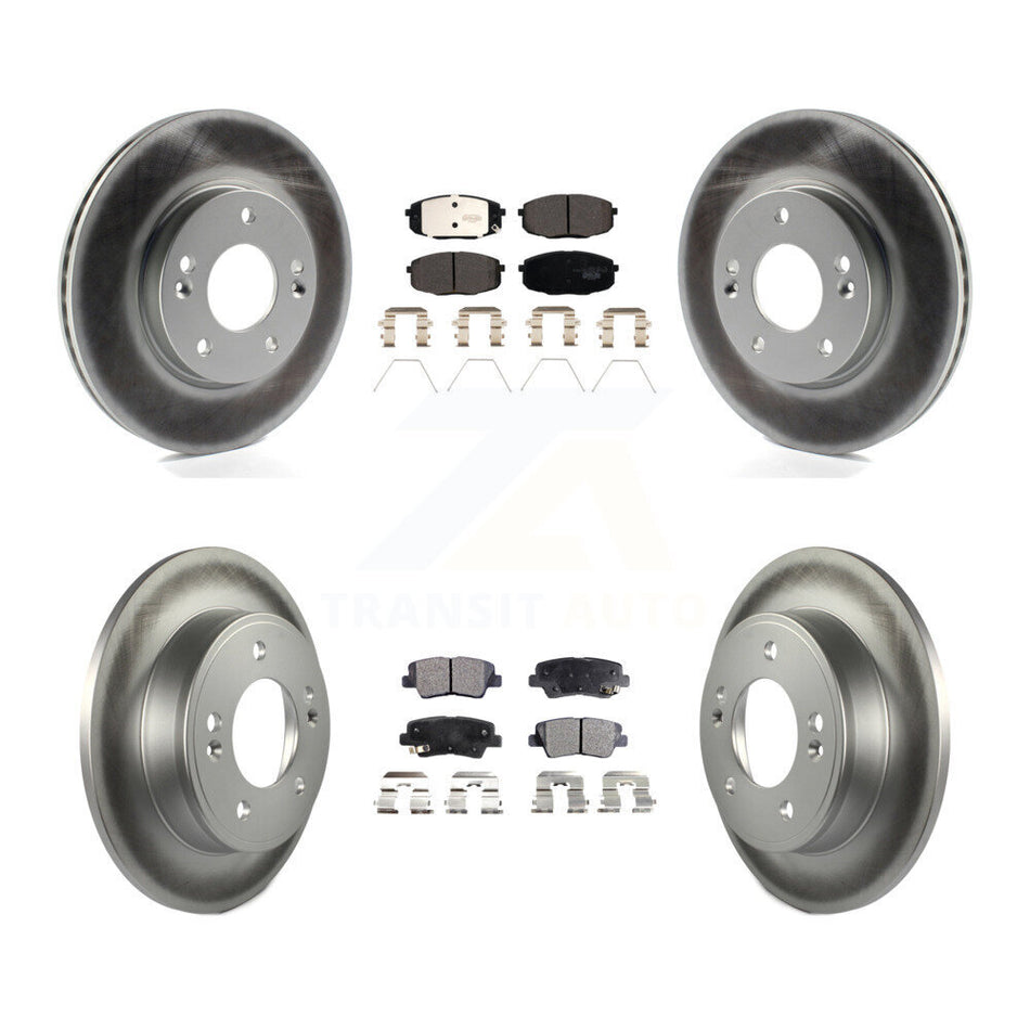 Front Rear Coated Disc Brake Rotors And Ceramic Pads Kit For 2014-2016 Kia Soul KGT-102414