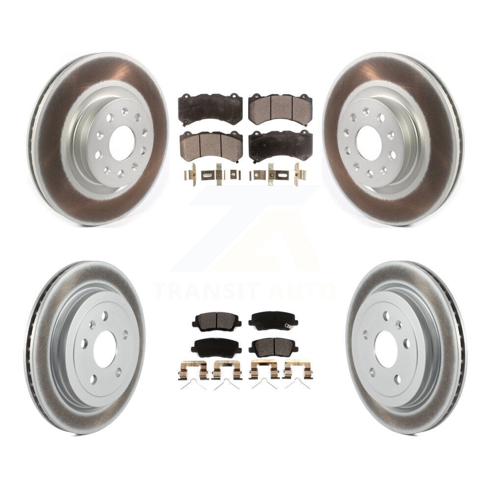 Front Rear Coated Disc Brake Rotors And Ceramic Pads Kit For Cadillac CTS KGT-102421