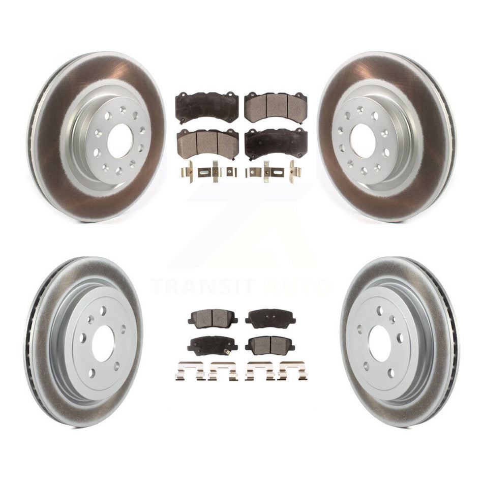 Front Rear Coated Disc Brake Rotors And Ceramic Pads Kit For Cadillac CTS KGT-102422
