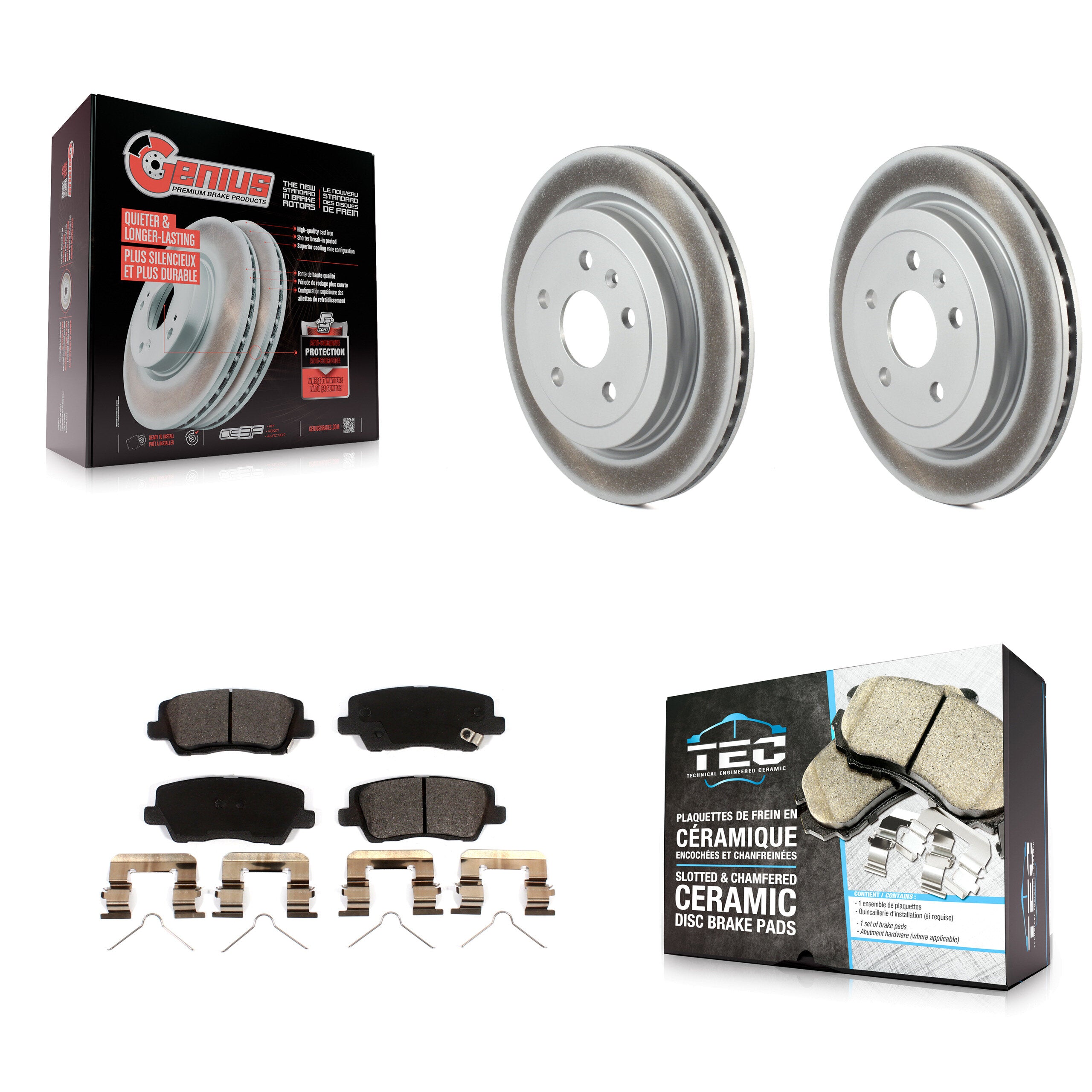 Rear Coated Disc Brake Rotors And Ceramic Pads Kit For Cadillac CTS KGT-102426