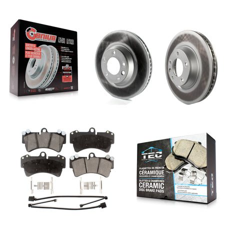 Front Coated Brake Rotor & Ceramic Pad Kit For Audi Q7 Porsche Cayenne Volkswagen Touareg KGT-102437
