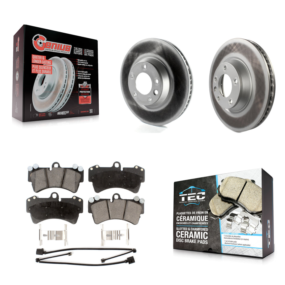 Front Coated Brake Rotor & Ceramic Pad Kit For Audi Q7 Porsche Cayenne Volkswagen Touareg KGT-102437