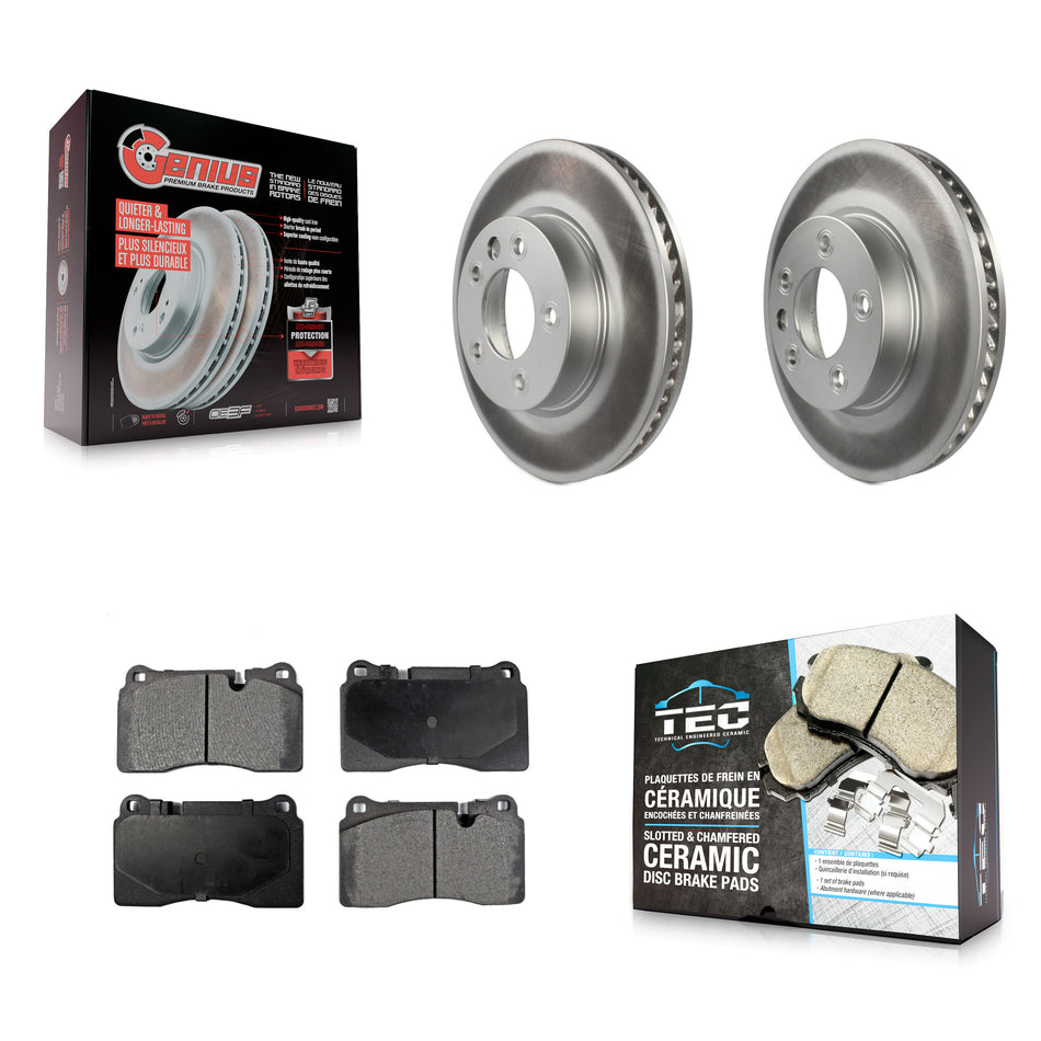 Front Coated Disc Brake Rotors And Ceramic Pads Kit For Volkswagen Touareg KGT-102439