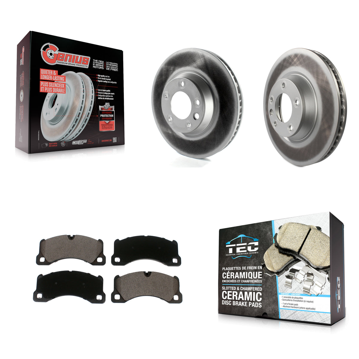 Front Coated Disc Brake Rotors And Ceramic Pads Kit For Porsche Cayenne KGT-102442