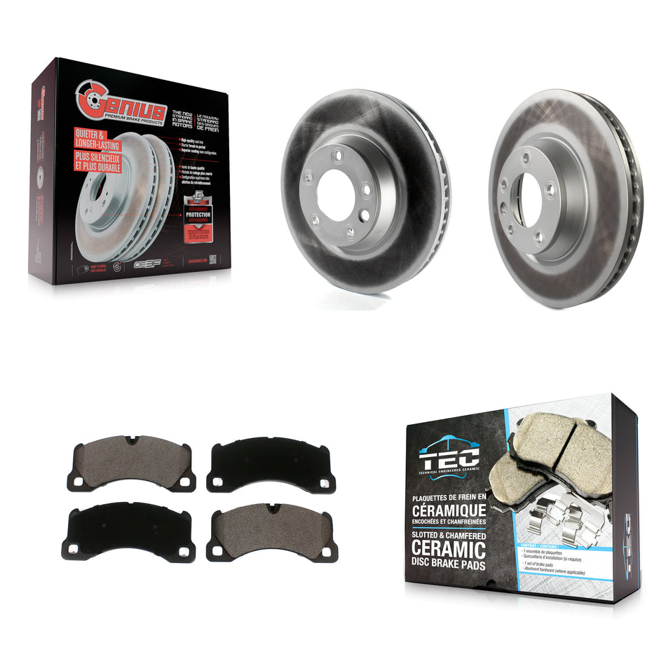 Front Coated Disc Brake Rotors And Ceramic Pads Kit For Porsche Cayenne KGT-102442