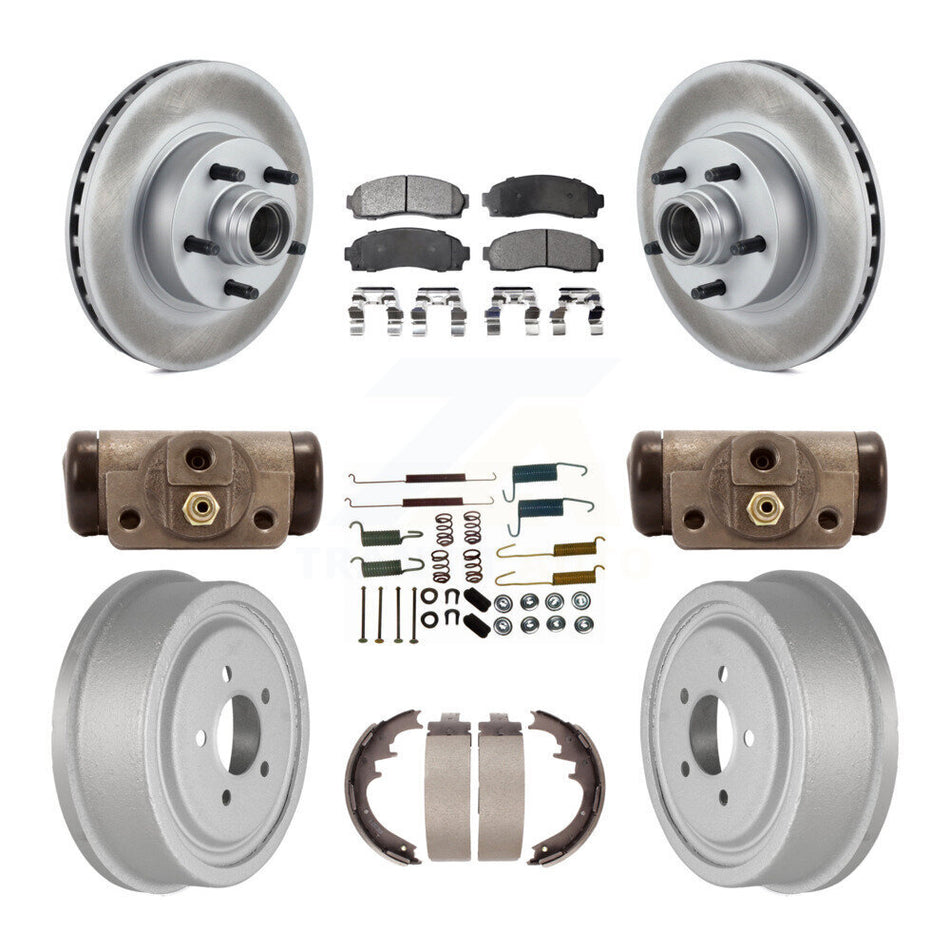 Front Rear Coat Disc Brake Rotor Ceramic Pad Drum Kit (9Pc) For 2006-2009 Ford Ranger RWD KGT-102447