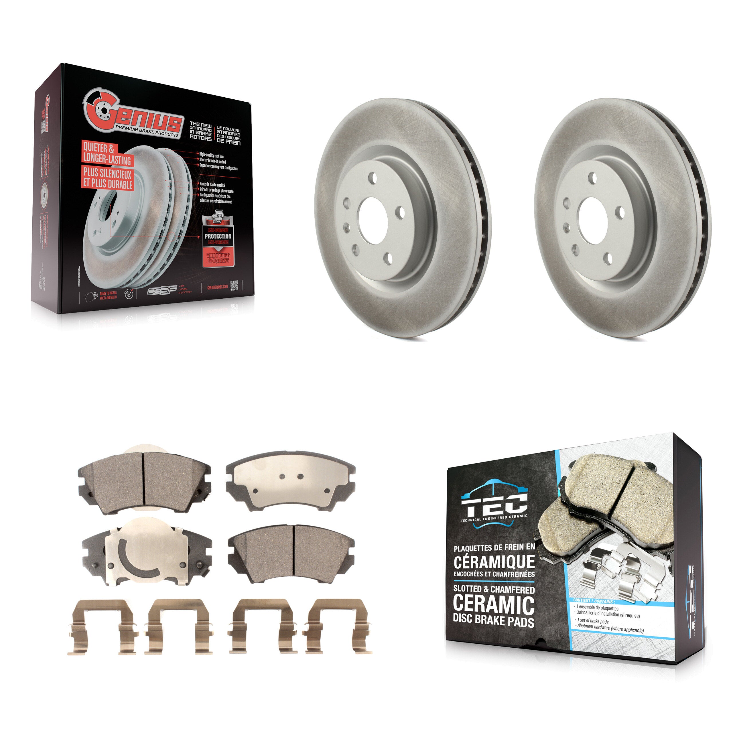 Front Coated Disc Brake Rotors And Ceramic Pads Kit For 2011-2017 Chevrolet Caprice KGT-102454