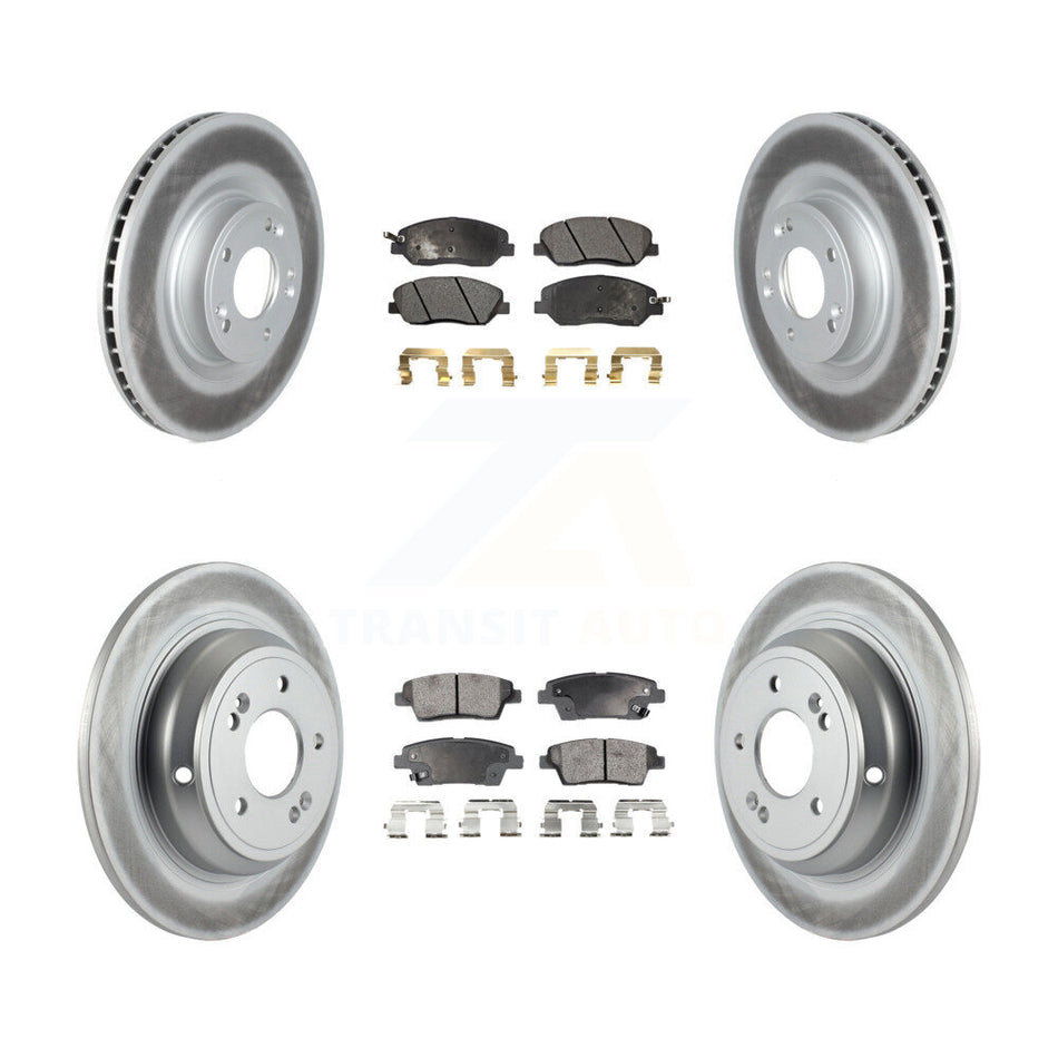 Front Rear Coated Disc Brake Rotors And Ceramic Pads Kit For Hyundai Genesis 3.8L KGT-102461