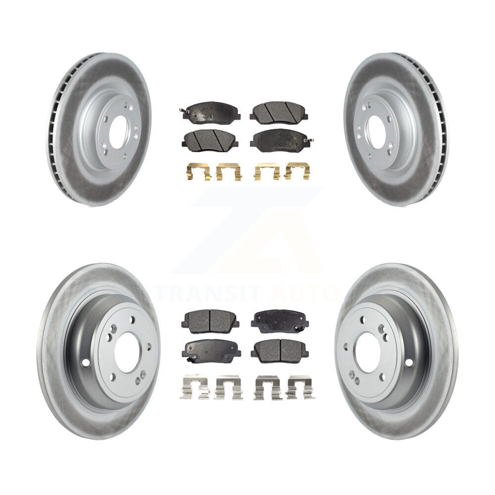 Front Rear Coated Disc Brake Rotors And Ceramic Pads Kit For Hyundai Genesis 3.8L KGT-102462