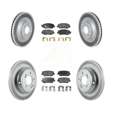 Front Rear Coated Disc Brake Rotors And Ceramic Pads Kit For Hyundai Genesis 3.8L KGT-102462