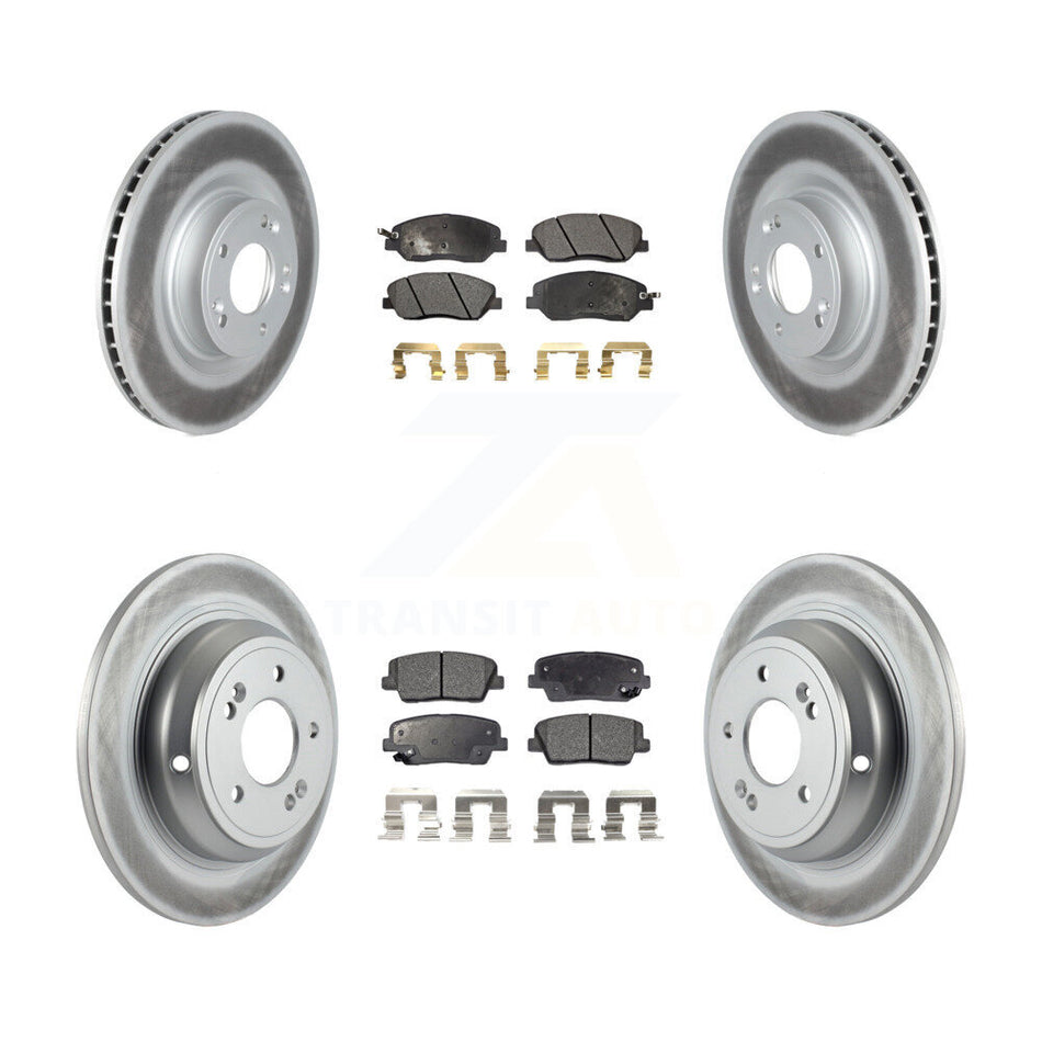 Front Rear Coated Disc Brake Rotors And Ceramic Pads Kit For Hyundai Genesis 3.8L KGT-102462
