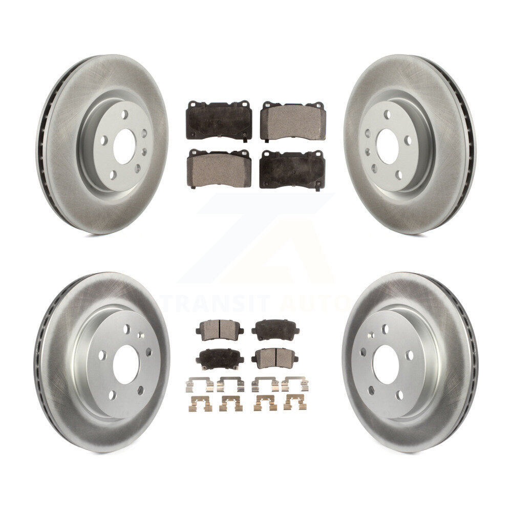 Front Rear Coated Disc Brake Rotors And Ceramic Pads Kit For Cadillac XTS KGT-102480