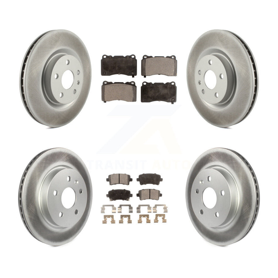 Front Rear Coated Disc Brake Rotors And Ceramic Pads Kit For Cadillac XTS KGT-102480
