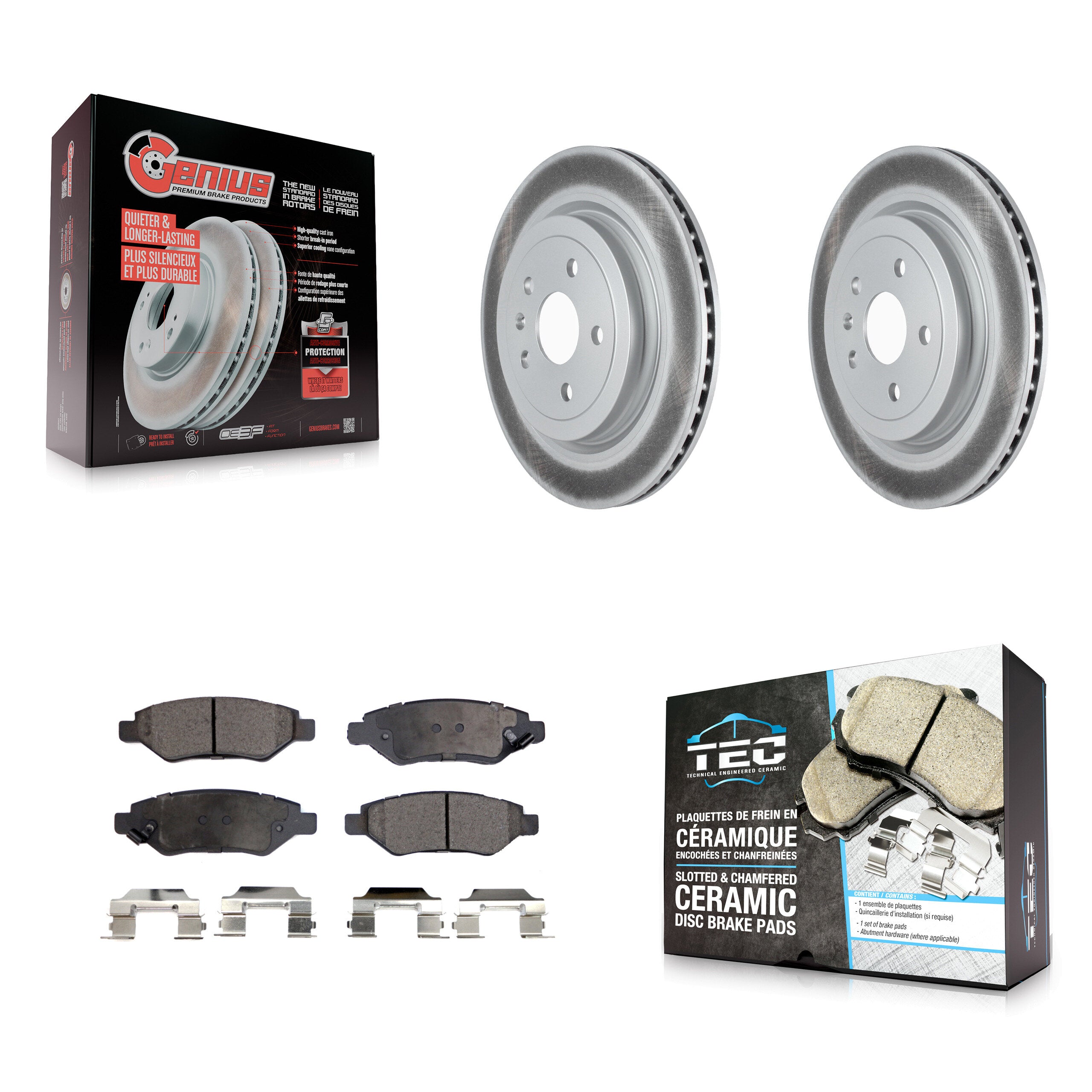 Rear Coated Disc Brake Rotors And Ceramic Pads Kit For Cadillac CTS KGT-102483