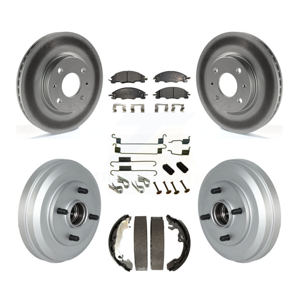 Front Rear Coated Disc Brake Rotors Ceramic Pad & Drum Kit (7Pc) For 2009-2011 Ford Focus KGT-102487