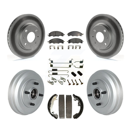 Front Rear Coated Disc Brake Rotors Ceramic Pad & Drum Kit (7Pc) For 2009-2011 Ford Focus KGT-102487