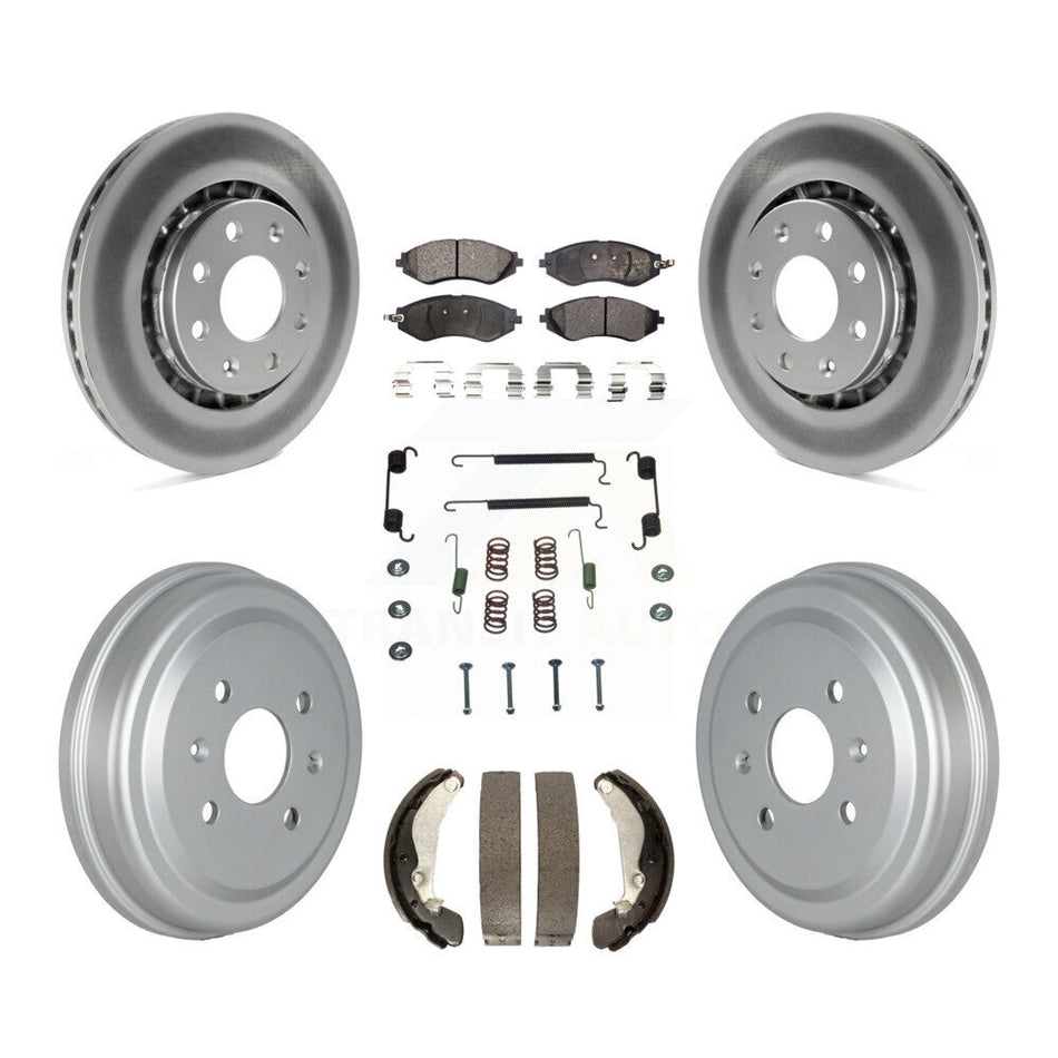 Front Rear Coated Brake Rotor Ceramic Pad Drum Kit (7Pc) For Chevrolet Aveo Pontiac Aveo5 KGT-102489