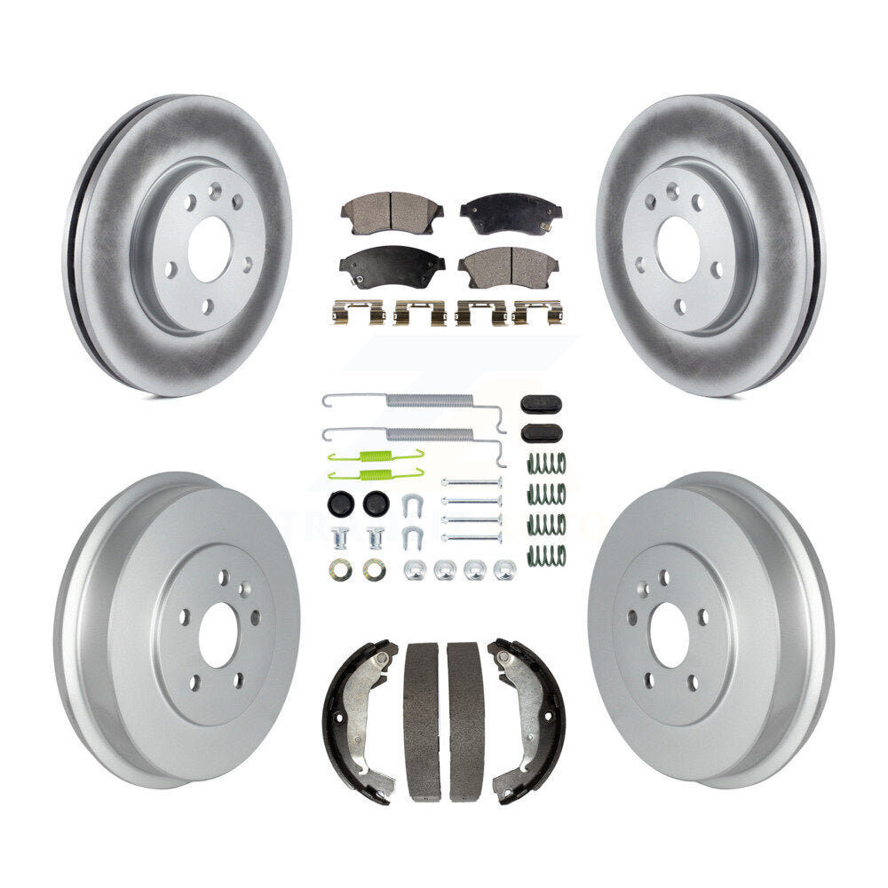 Front Rear Coated Disc Brake Rotor Ceramic Pad Drum Kit (7Pc) For Chevrolet Cruze Limited KGT-102490