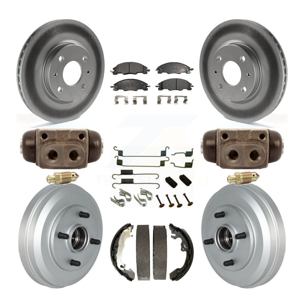 Front Rear Coated Disc Brake Rotors Ceramic Pads And Drum Kit (9Pc) For Ford Focus KGT-102494