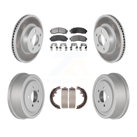 Front Rear Coated Disc Brake Rotors Ceramic Pads And Drum Kit For Ford Ranger Mazda B4000 KGT-102502