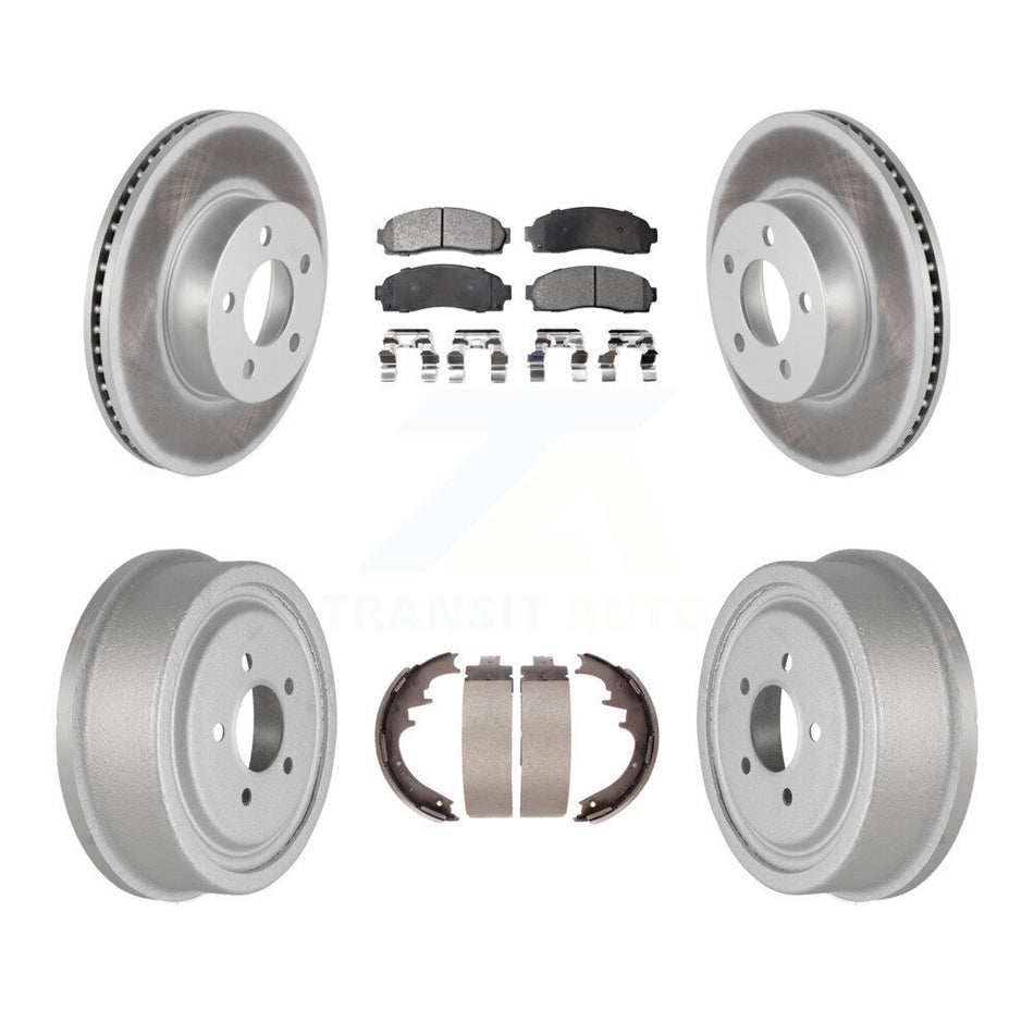 Front Rear Coated Disc Brake Rotors Ceramic Pads And Drum Kit For Ford Ranger Mazda B4000 KGT-102502