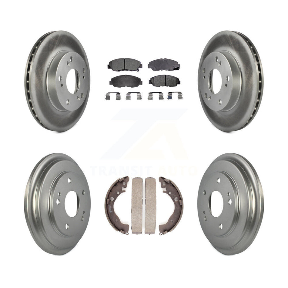 Front Rear Coated Disc Brake Rotors Ceramic Pads And Drum Kit For Honda Civic KGT-102503