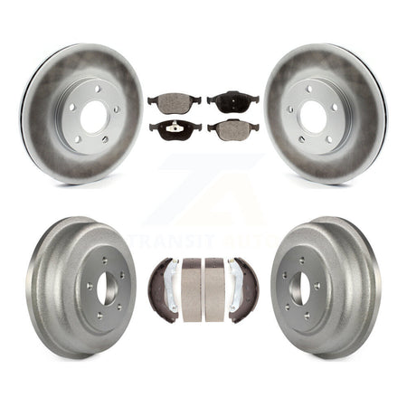 Front Rear Coat Disc Brake Rotors Ceramic Pad Drum Kit For 2010-2013 Ford Transit Connect KGT-102517