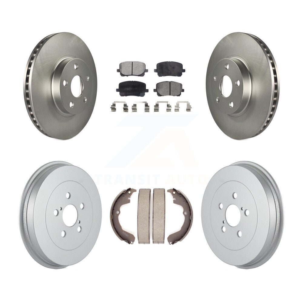 Front Rear Coated Disc Brake Rotors Ceramic Pad & Drum Kit For Toyota Matrix Pontiac Vibe KGT-102518