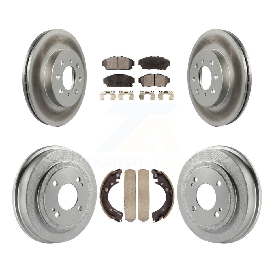 Front Rear Coated Disc Brake Rotors Ceramic Pads And Drum Kit For Honda Civic KGT-102528