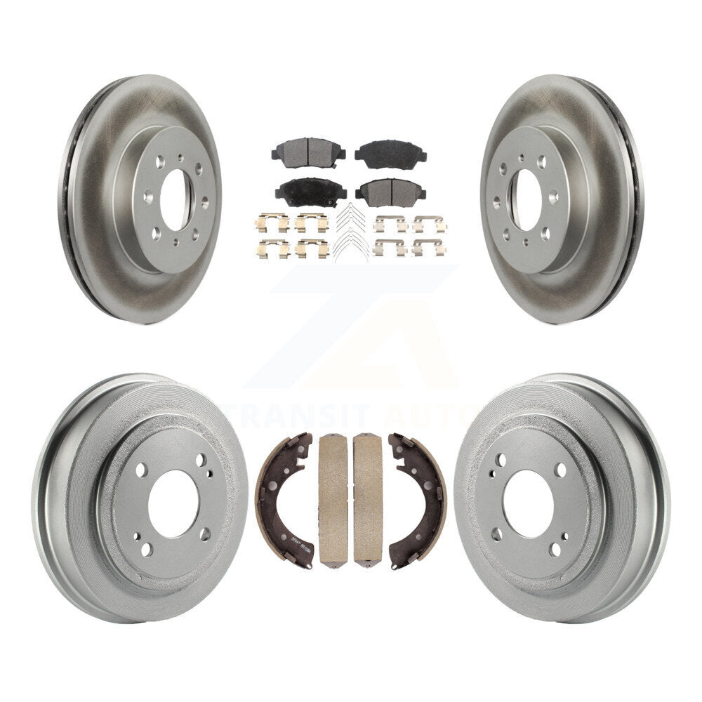 Front Rear Coated Disc Brake Rotors Ceramic Pads And Drum Kit For 2007-2008 Honda Fit KGT-102530