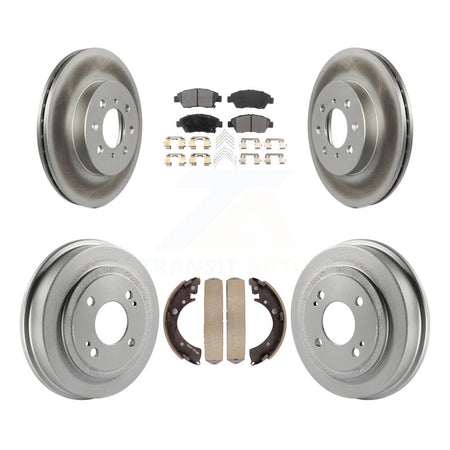 Front Rear Coated Disc Brake Rotors Ceramic Pads And Drum Kit For 2007-2008 Honda Fit KGT-102530