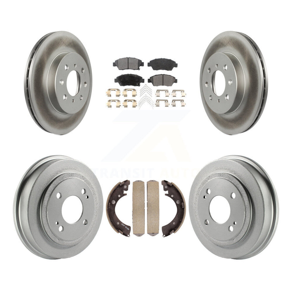 Front Rear Coated Disc Brake Rotors Ceramic Pads And Drum Kit For 2007-2008 Honda Fit KGT-102530