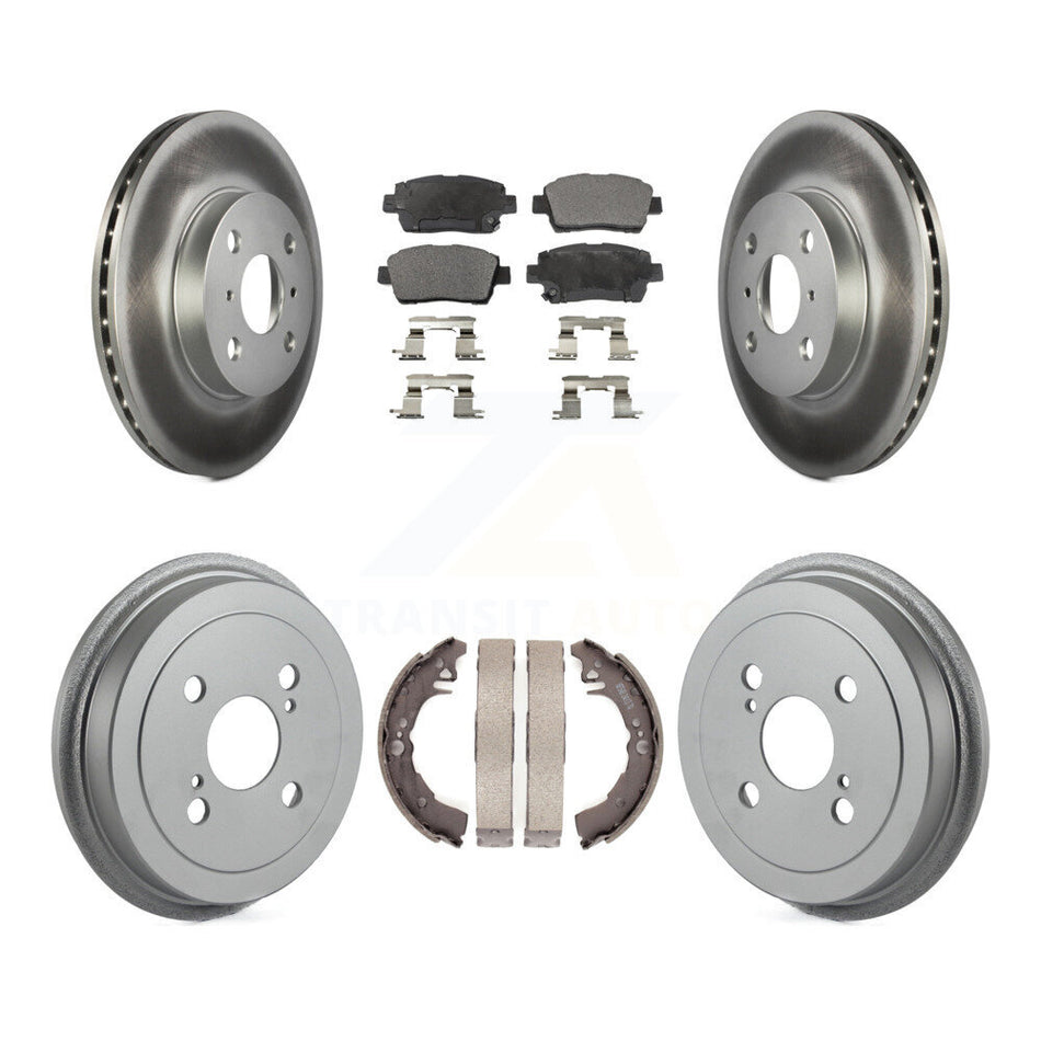 Front Rear Coated Disc Brake Rotors Ceramic Pads And Drum Kit For 2001-2005 Toyota Echo KGT-102532
