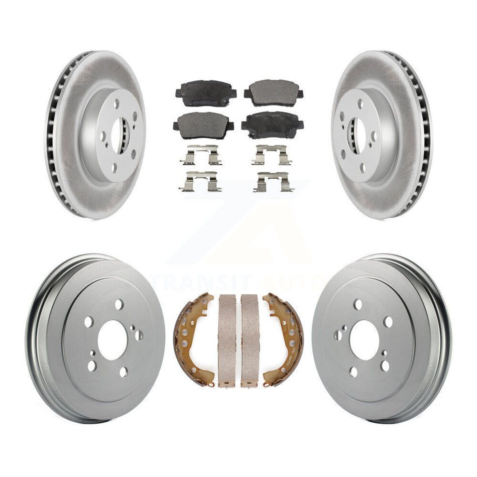 Front Rear Coated Disc Brake Rotors Ceramic Pads And Drum Kit For 2004-2008 Toyota Prius KGT-102544