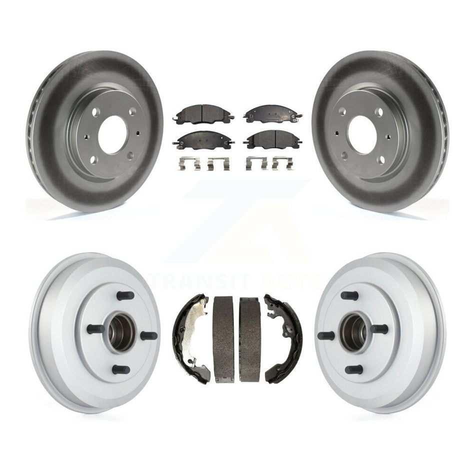 Front Rear Coated Disc Brake Rotors Ceramic Pads And Drum Kit For Ford Focus KGT-102545